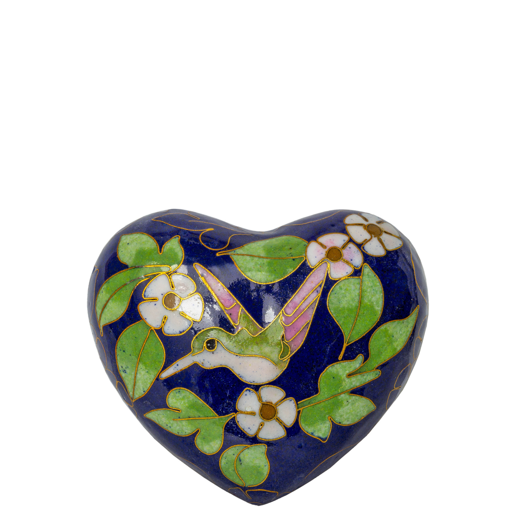 Hummingbird Cloisonne Heart Keepsake