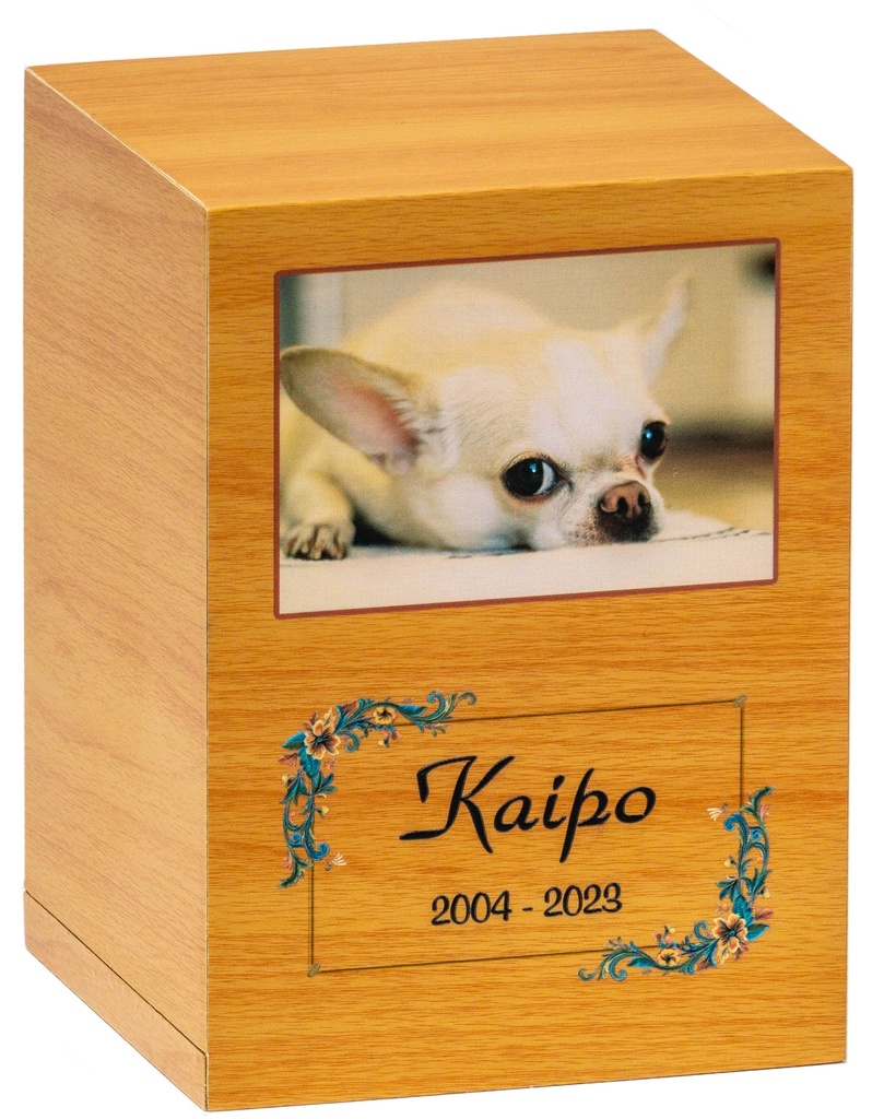 Small Light Brown Pet Fiberboard Urn