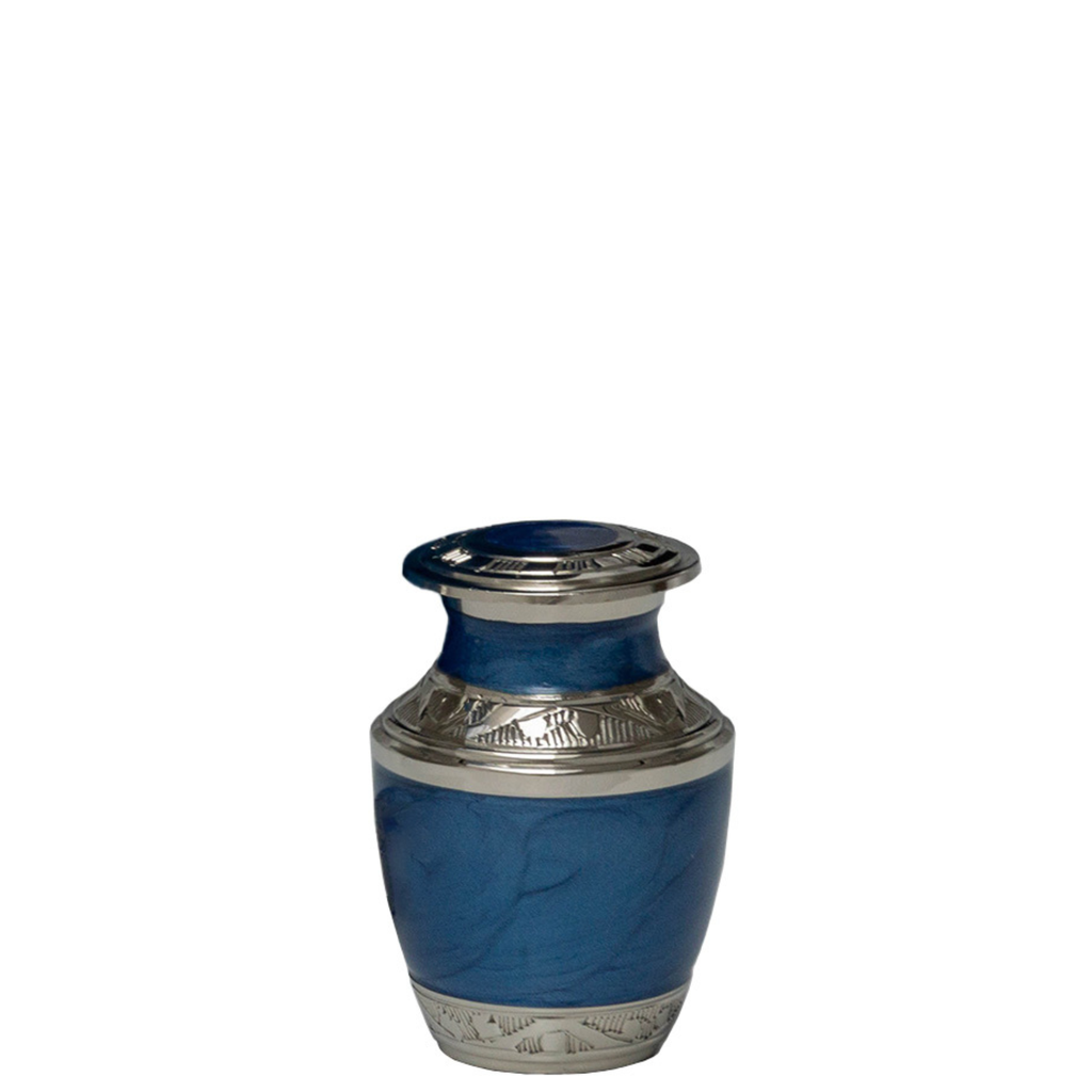 Mother of Pearl Blue Brass Miniature Urn