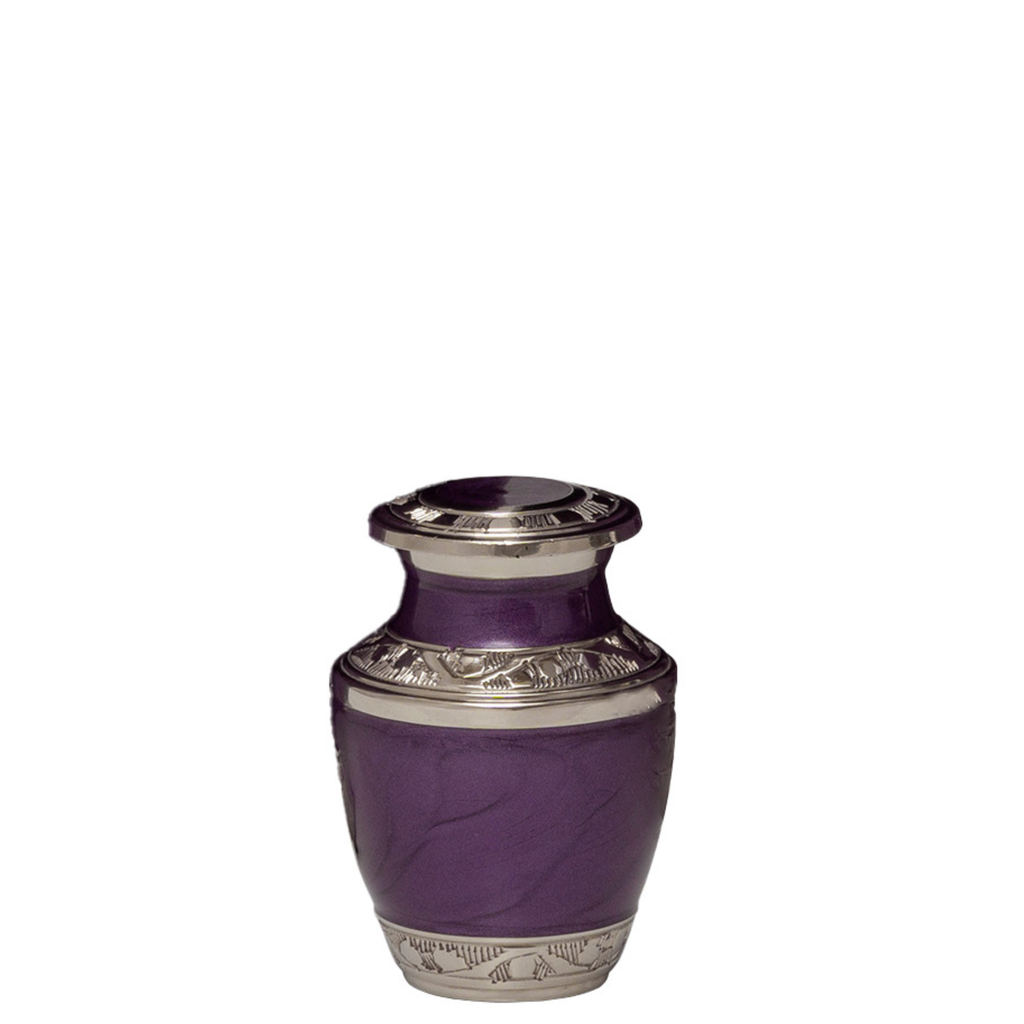 Mother of Pearl Purple Brass Miniature Urn
