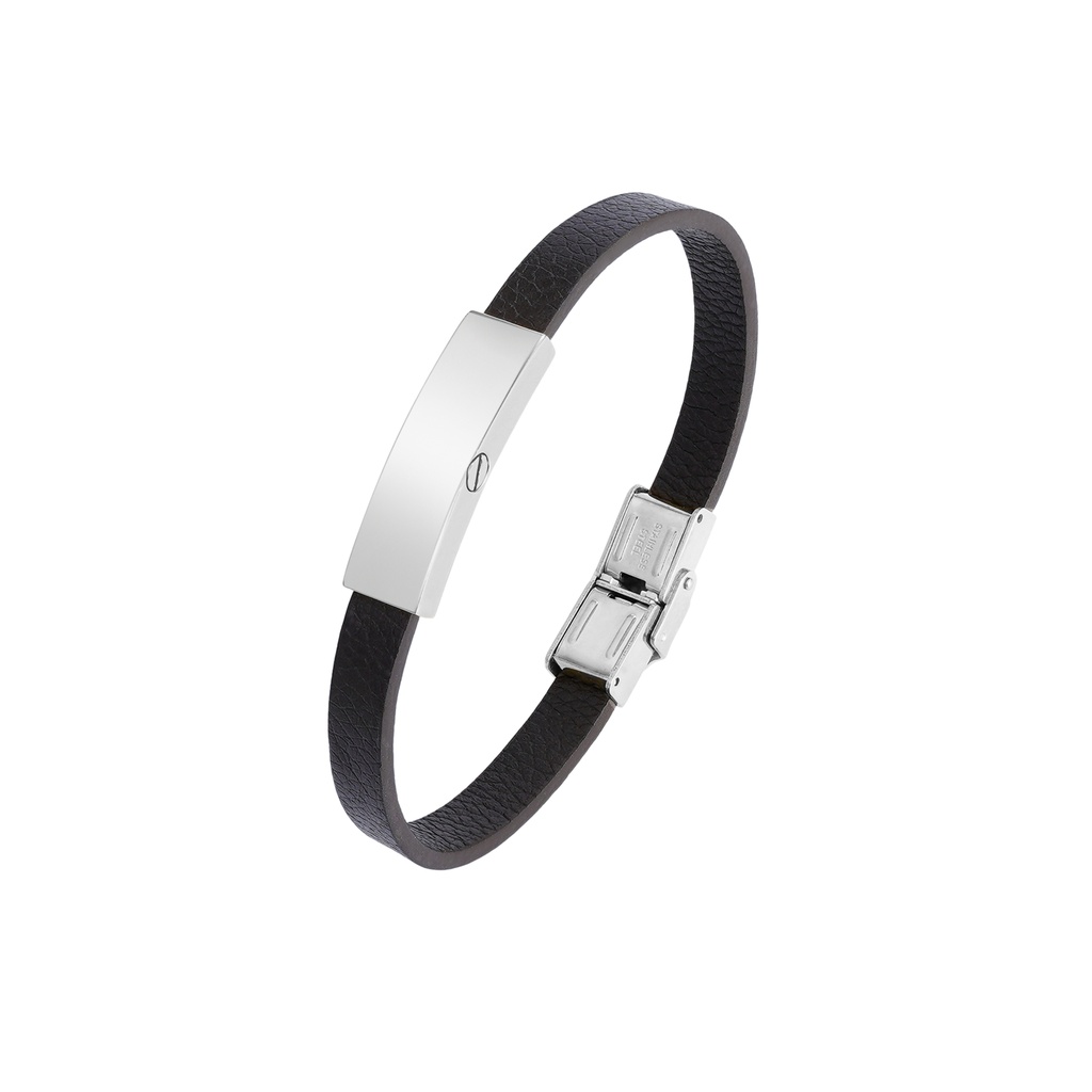 Silver Leather Band Bracelet