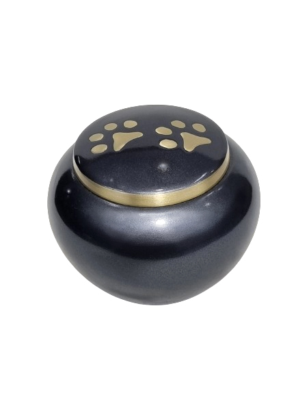 Dark Grey Paw Print Brass Pet Urn