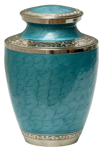 [506 MPQ] Mother of Pearl Aqua Brass Adult Urn