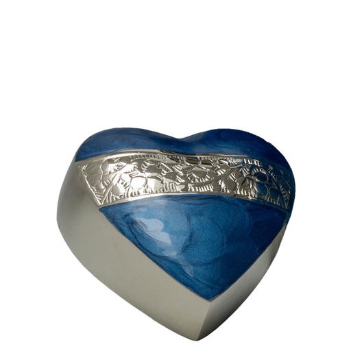 [515 MPB] Mother of Pearl Blue Brass Heart Keepsake