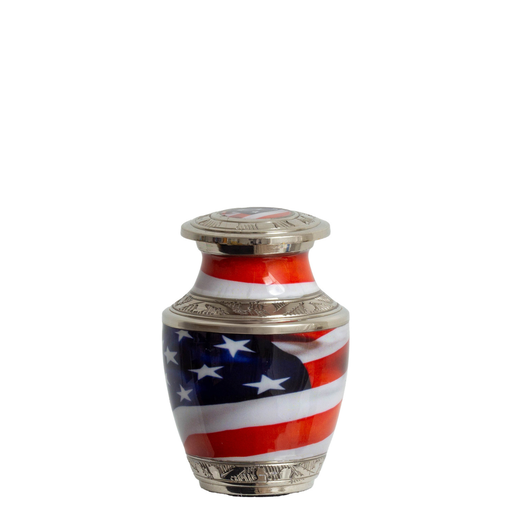 [514 SAS] Stars & Stripes Brass Miniature Urn