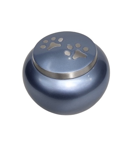 [511 BLU] Blue Paw Print Brass Pet Urn